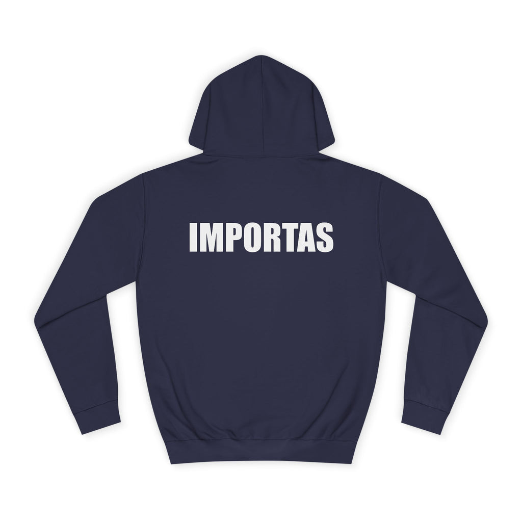 IMPORTAS Adult Hoodie | Mirrored Chest Text, Minimal Back Print