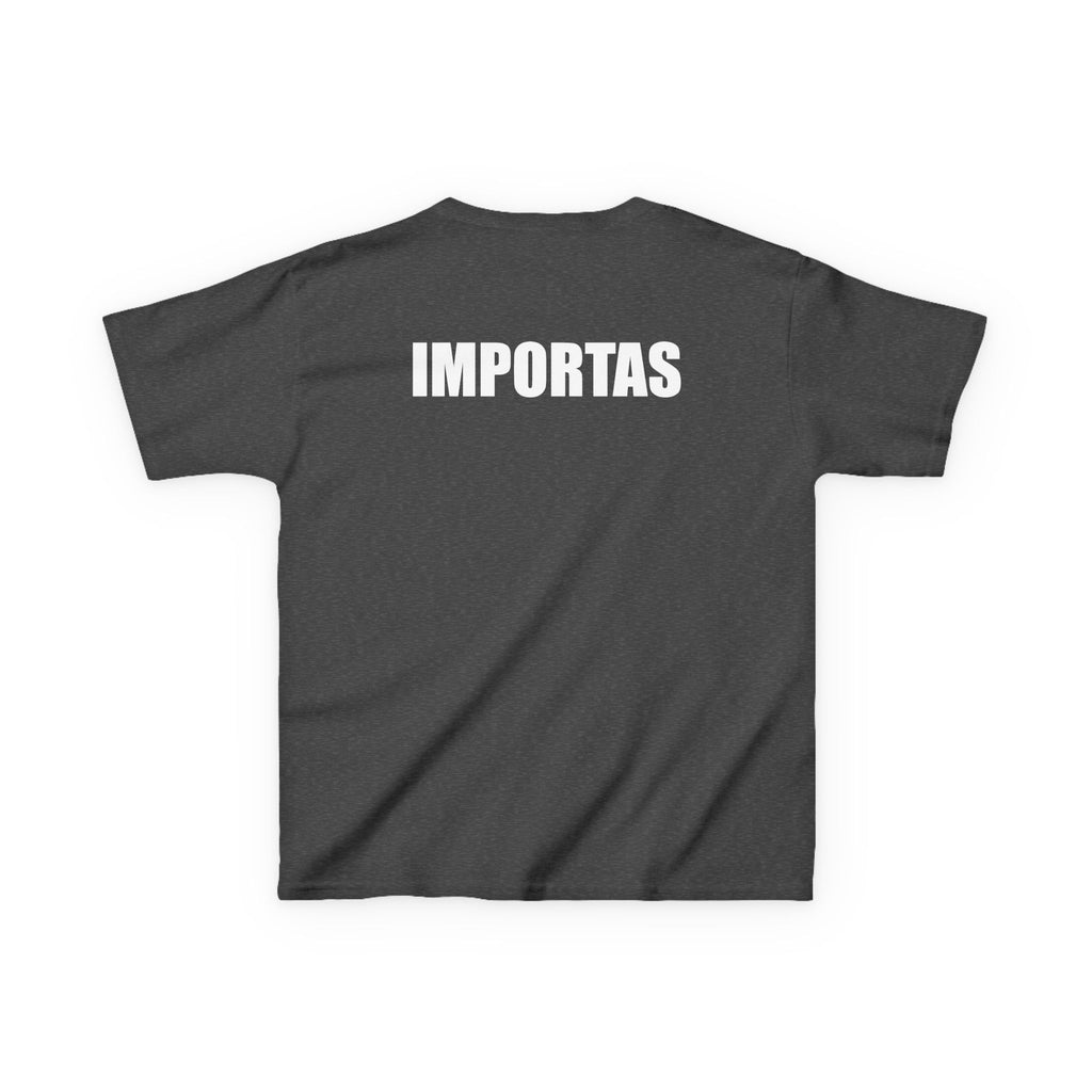 Kids IMPORTAS Bold Text Tee | Chest Logo Mirrored, Back Print