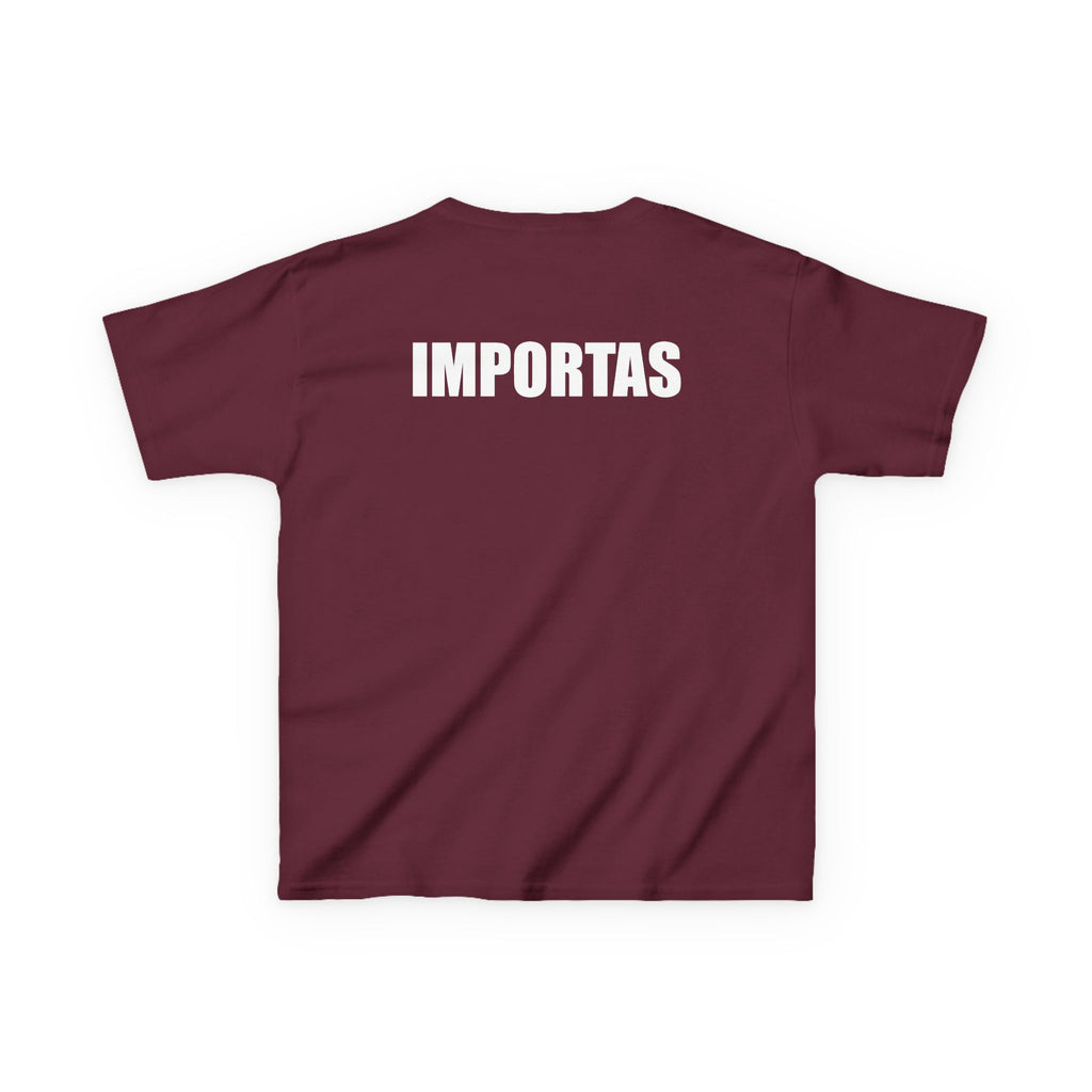Kids IMPORTAS Bold Text Tee | Chest Logo Mirrored, Back Print