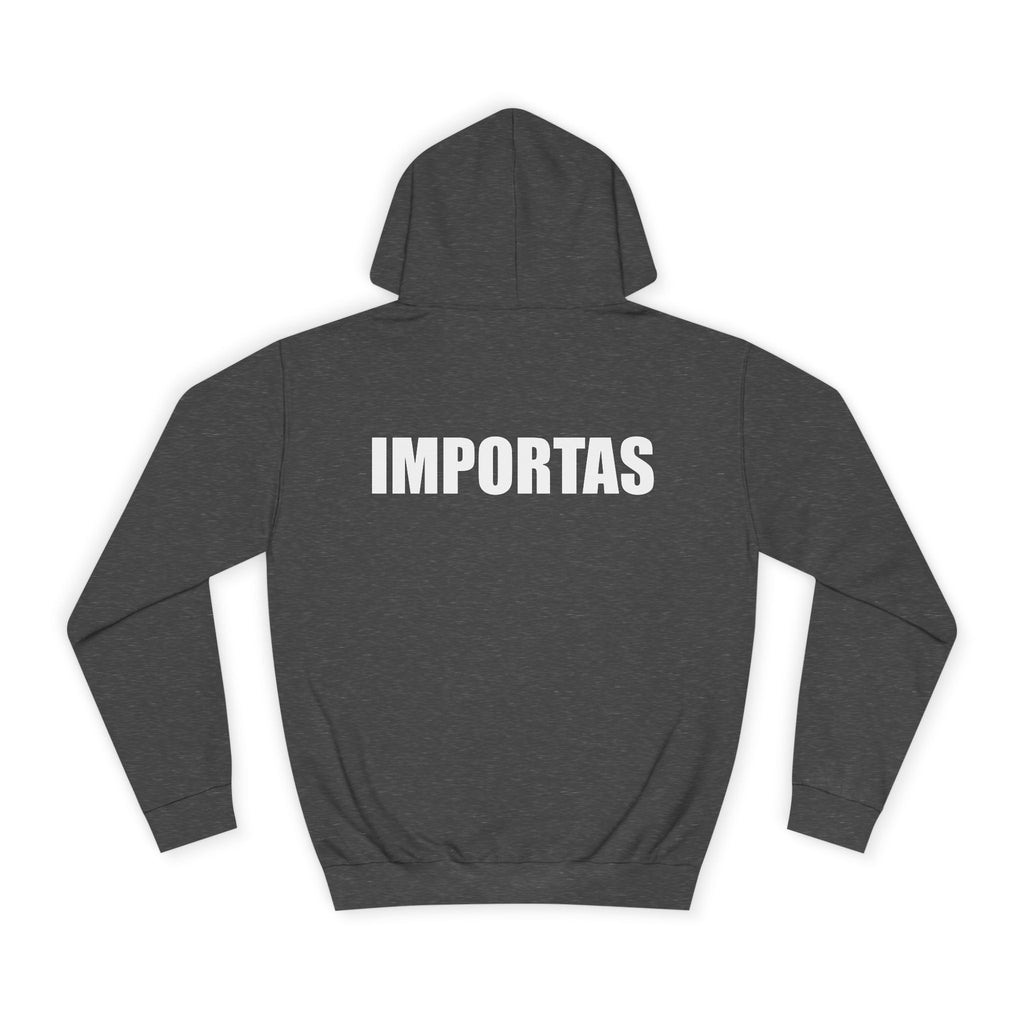 IMPORTAS Adult Hoodie | Mirrored Chest Text, Minimal Back Print