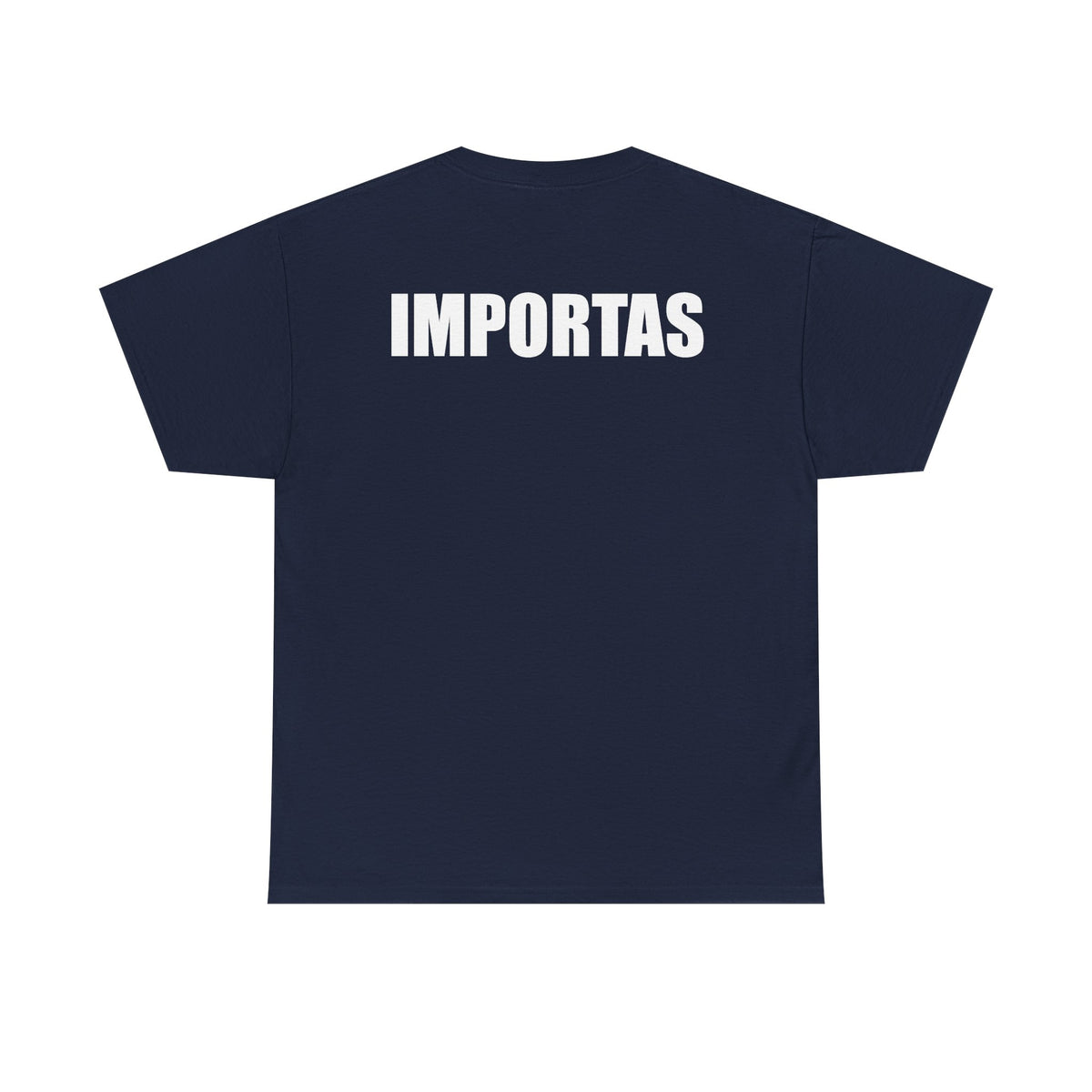 IMPORTAS mirrored text Adult Tee | Minimal graphic front and bold back print
