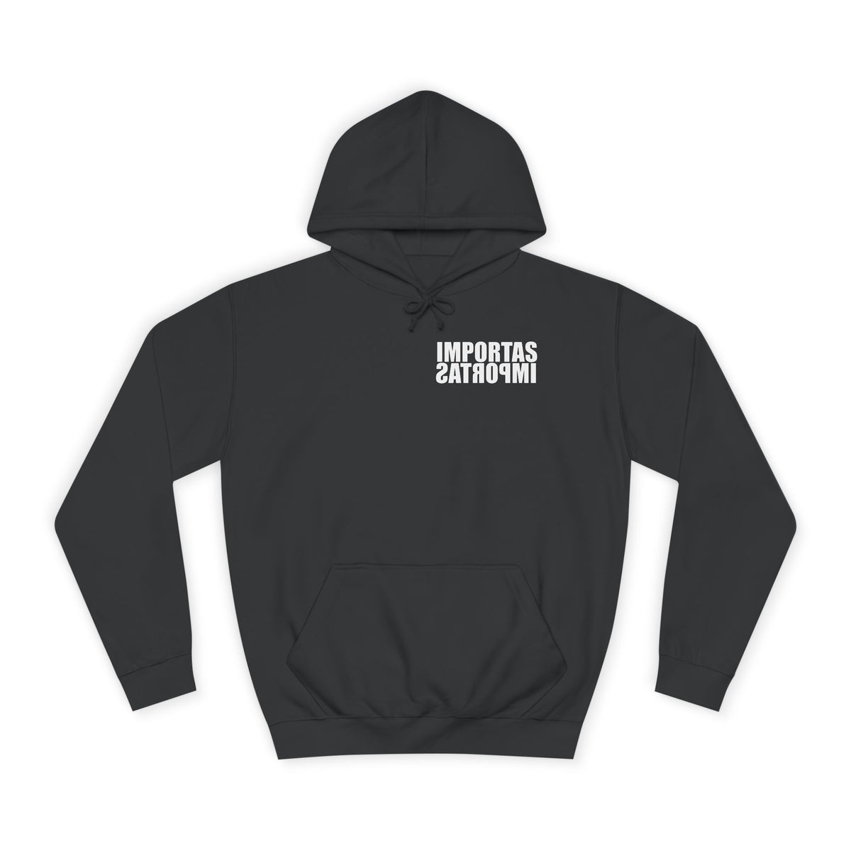 IMPORTAS Adult Hoodie | Mirrored Chest Text, Minimal Back Print