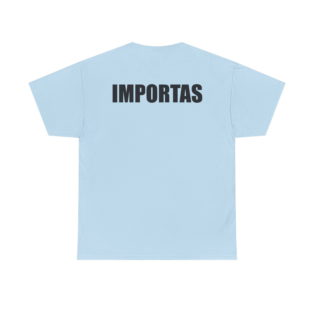 IMPORTAS mirrored text Adult Tee | Minimal graphic front and bold back print