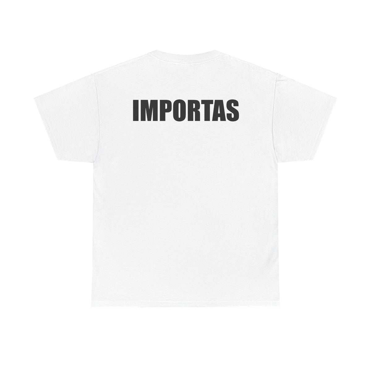 IMPORTAS mirrored text Adult Tee | Minimal graphic front and bold back print