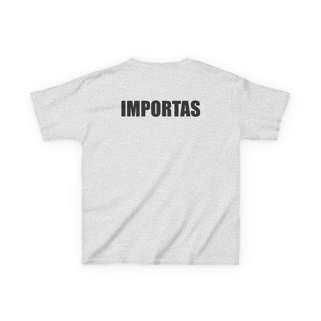 Kids IMPORTAS Bold Text Tee | Chest Logo Mirrored, Back Print