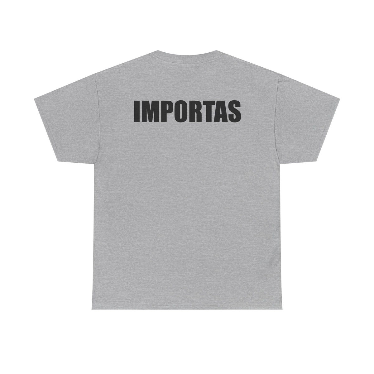 IMPORTAS mirrored text Adult Tee | Minimal graphic front and bold back print