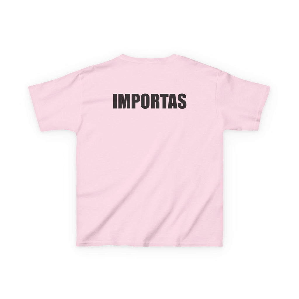 Kids IMPORTAS Bold Text Tee | Chest Logo Mirrored, Back Print