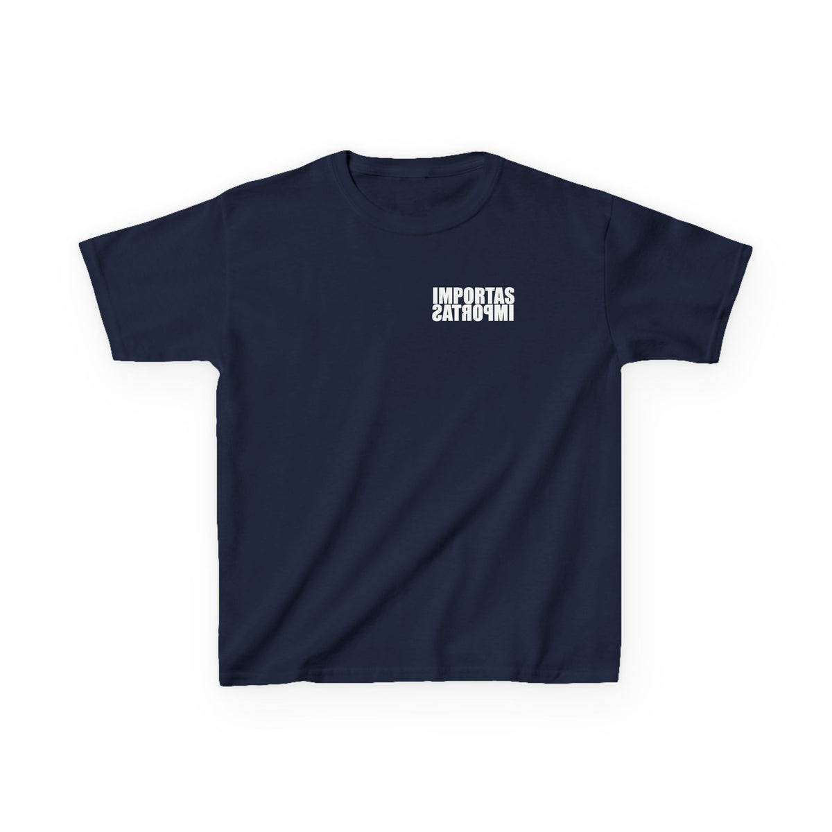 Kids IMPORTAS Bold Text Tee | Chest Logo Mirrored, Back Print