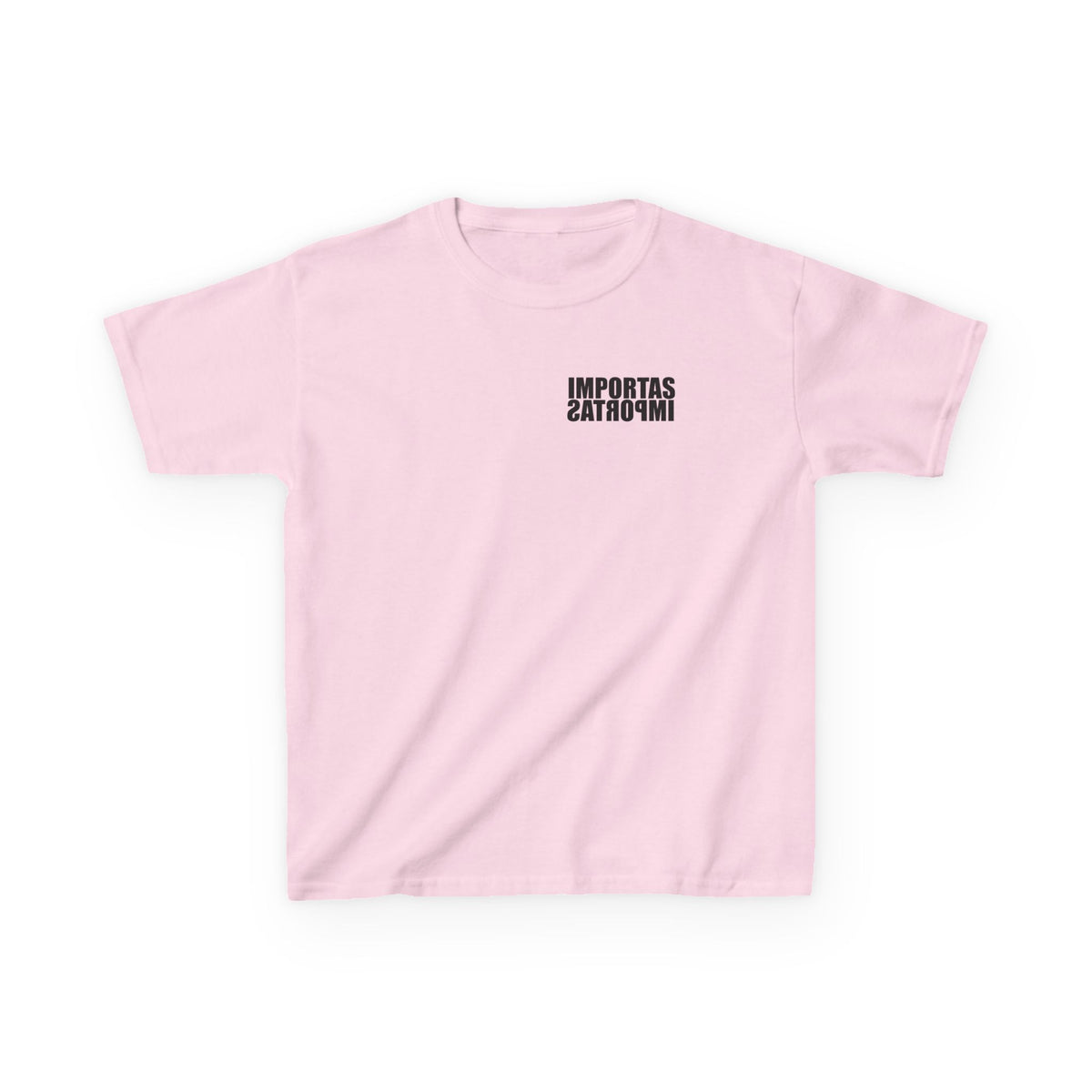 Kids IMPORTAS Bold Text Tee | Chest Logo Mirrored, Back Print