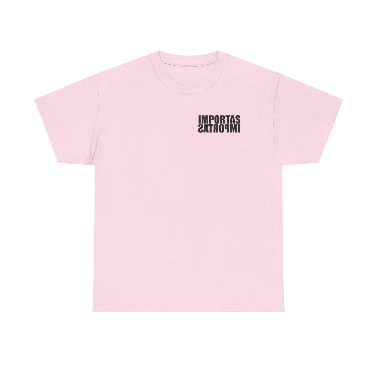 IMPORTAS mirrored text Adult Tee | Minimal graphic front and bold back print
