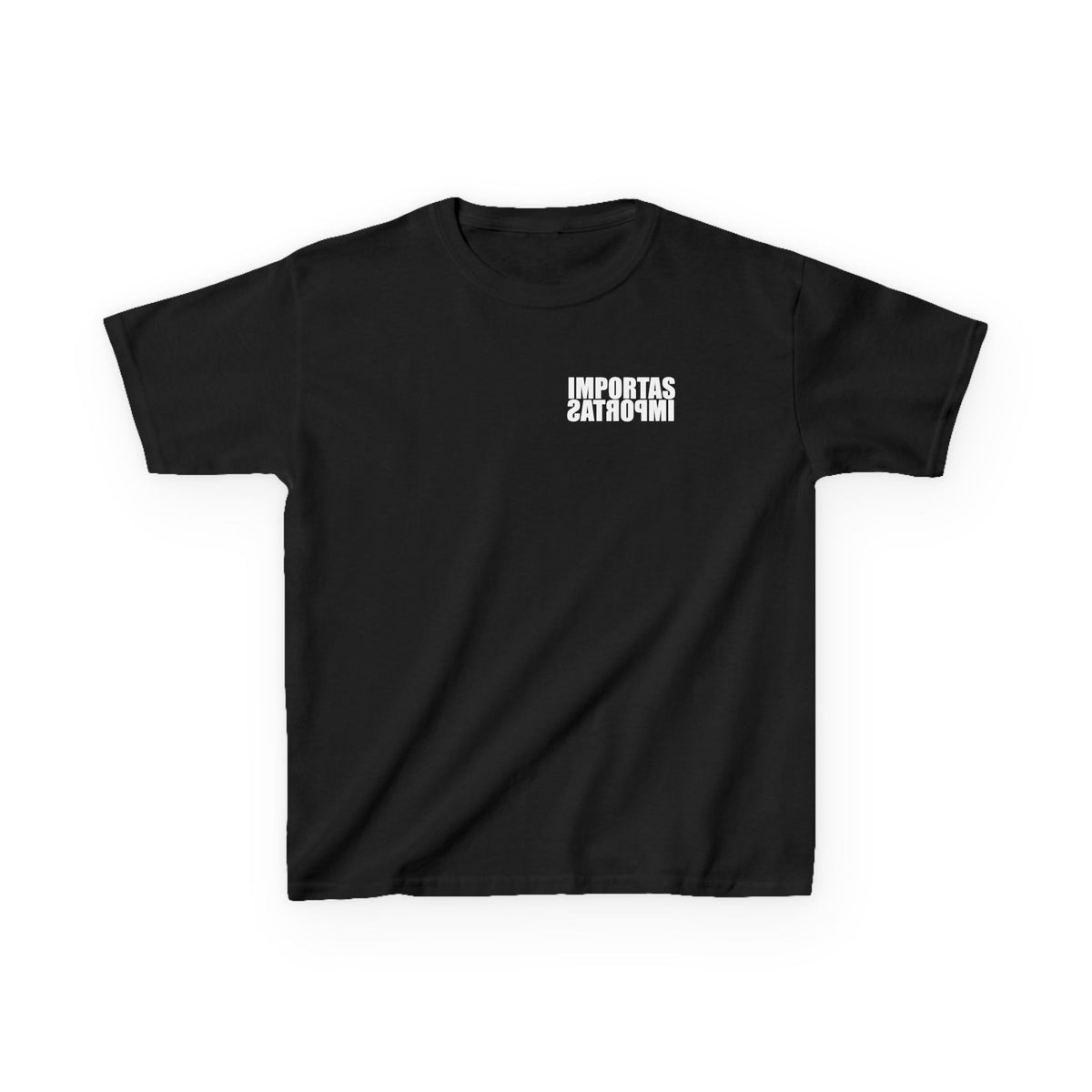 Kids IMPORTAS Bold Text Tee | Chest Logo Mirrored, Back Print