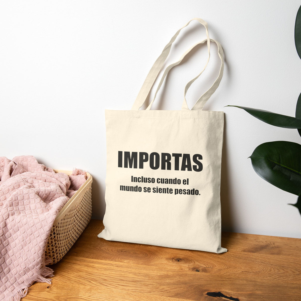 Importas Spanish Inspirational Text Tote Bag | Canvas Market Tote