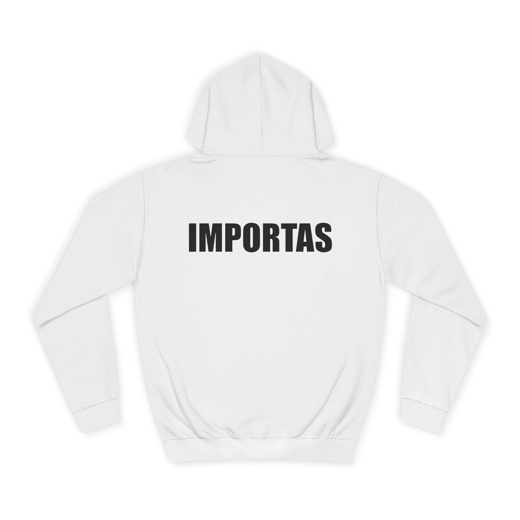 IMPORTAS Adult Hoodie | Mirrored Chest Text, Minimal Back Print