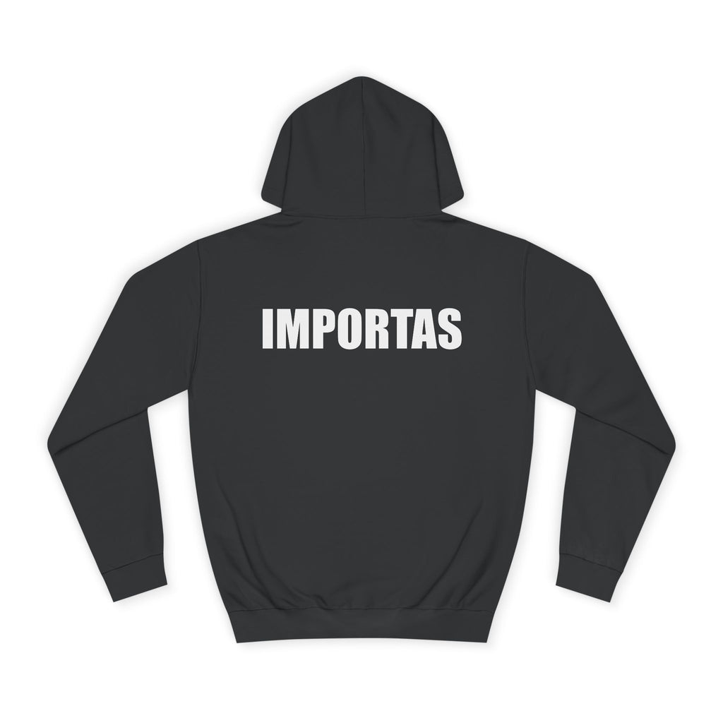 IMPORTAS Adult Hoodie | Mirrored Chest Text, Minimal Back Print