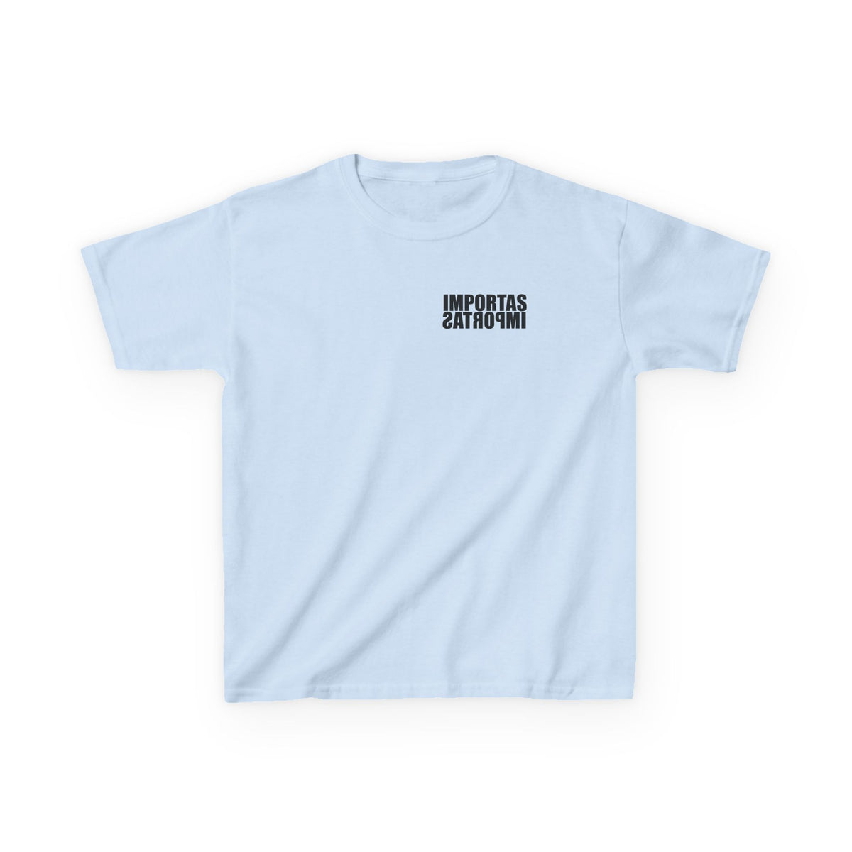 Kids IMPORTAS Bold Text Tee | Chest Logo Mirrored, Back Print