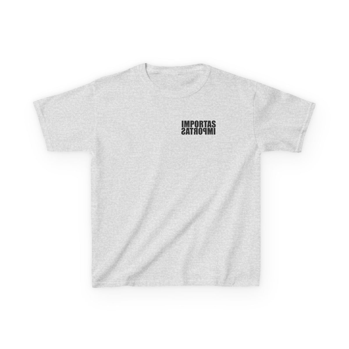 Kids IMPORTAS Bold Text Tee | Chest Logo Mirrored, Back Print