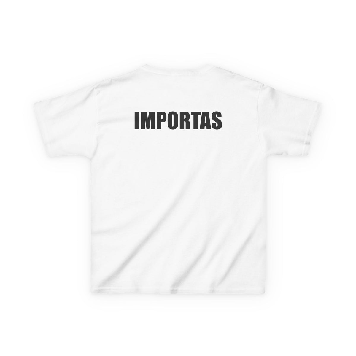 Kids IMPORTAS Bold Text Tee | Chest Logo Mirrored, Back Print