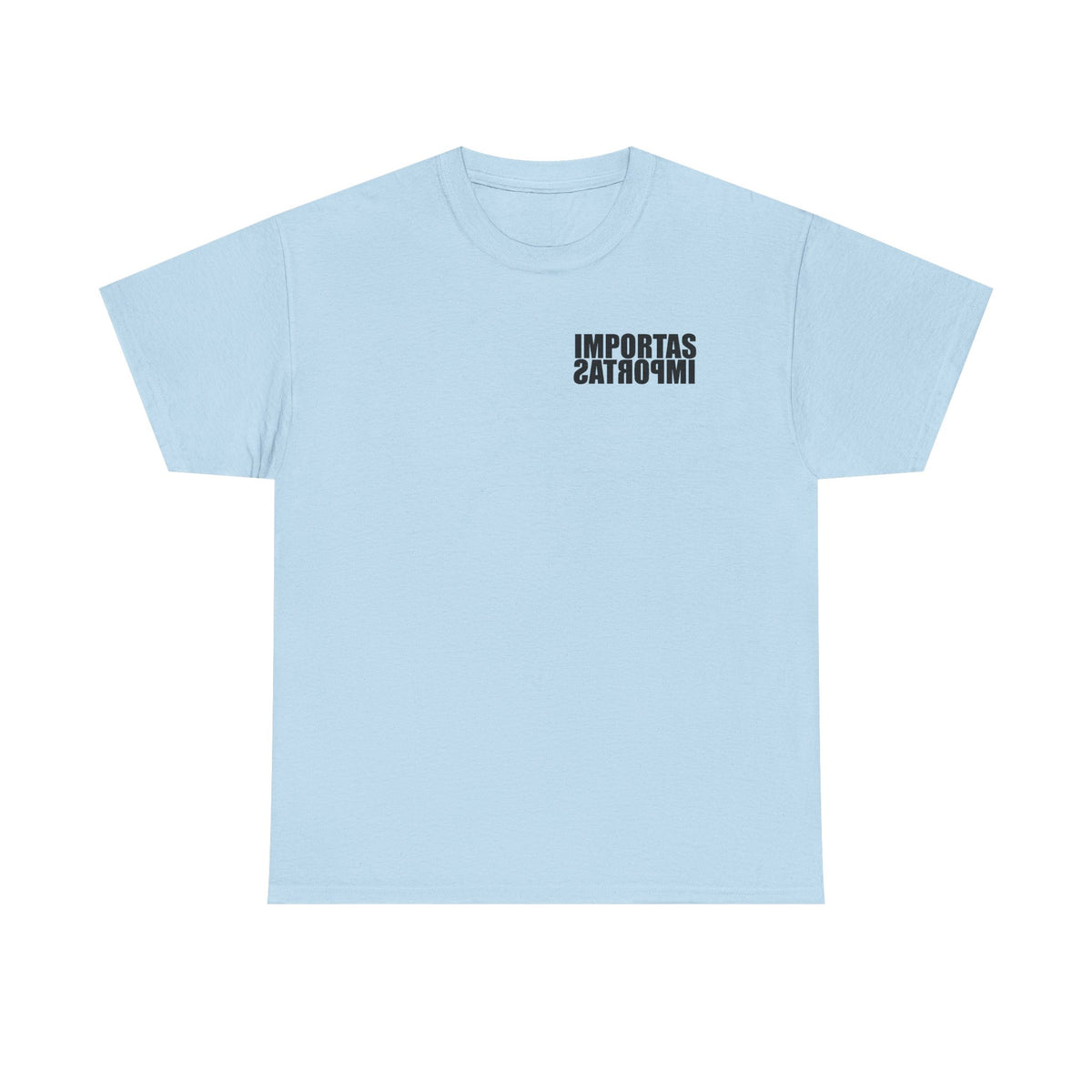 IMPORTAS mirrored text Adult Tee | Minimal graphic front and bold back print