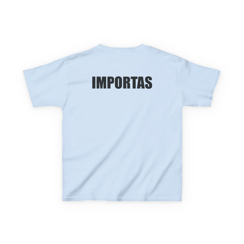 Kids IMPORTAS Bold Text Tee | Chest Logo Mirrored, Back Print