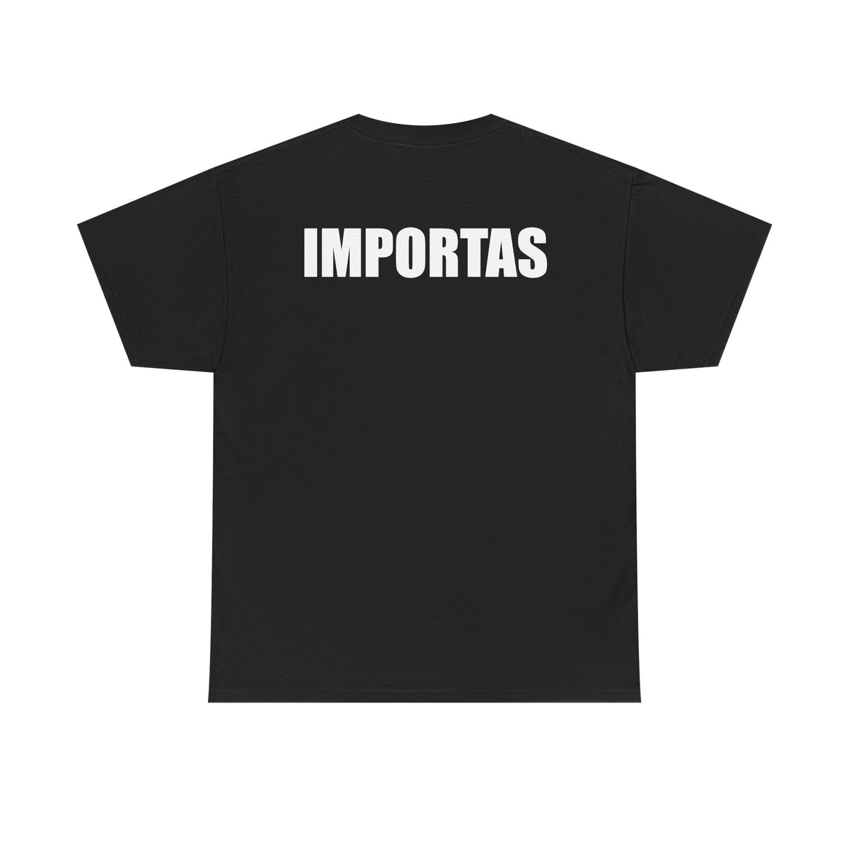 IMPORTAS mirrored text Adult Tee | Minimal graphic front and bold back print