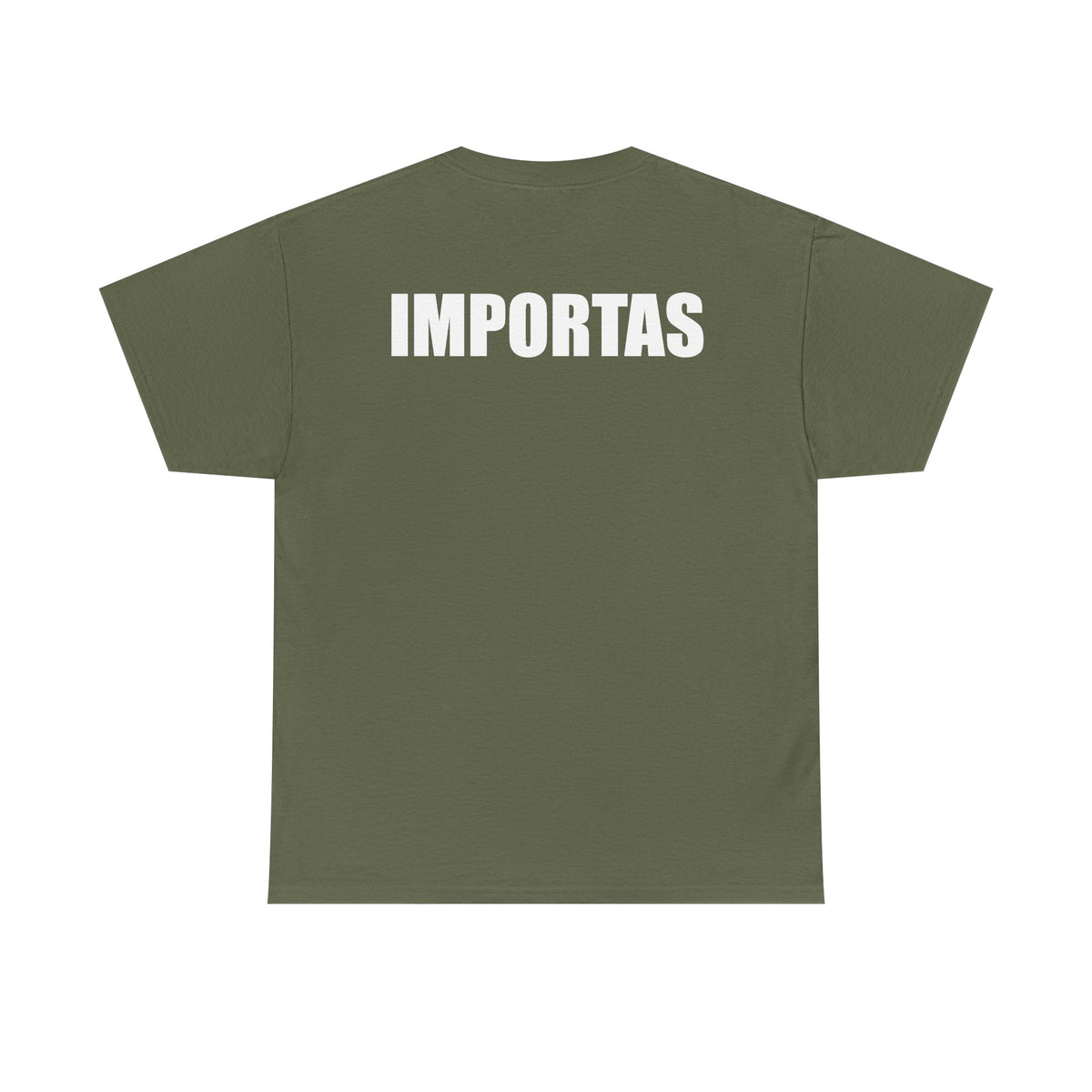 IMPORTAS mirrored text Adult Tee | Minimal graphic front and bold back print
