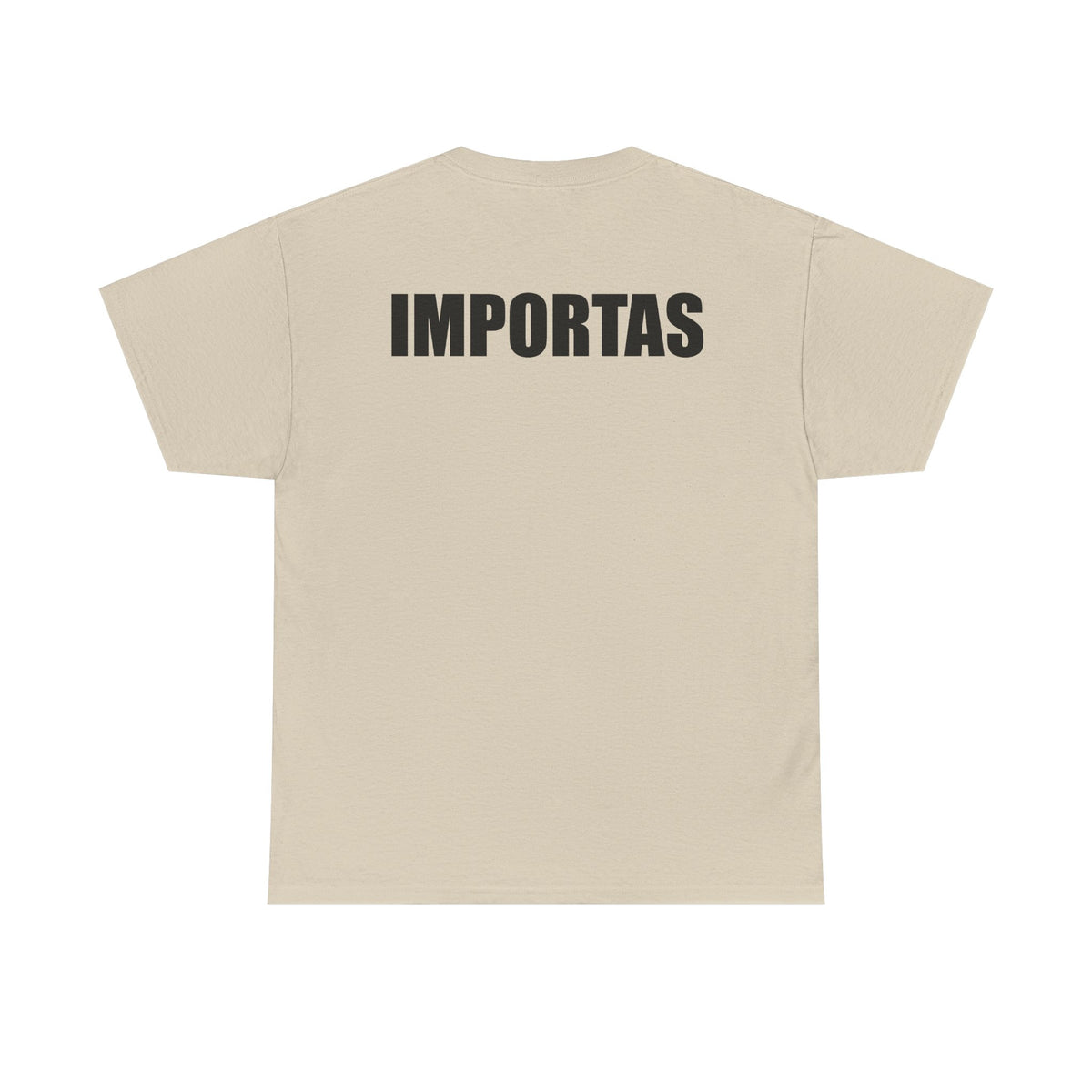 IMPORTAS mirrored text Adult Tee | Minimal graphic front and bold back print