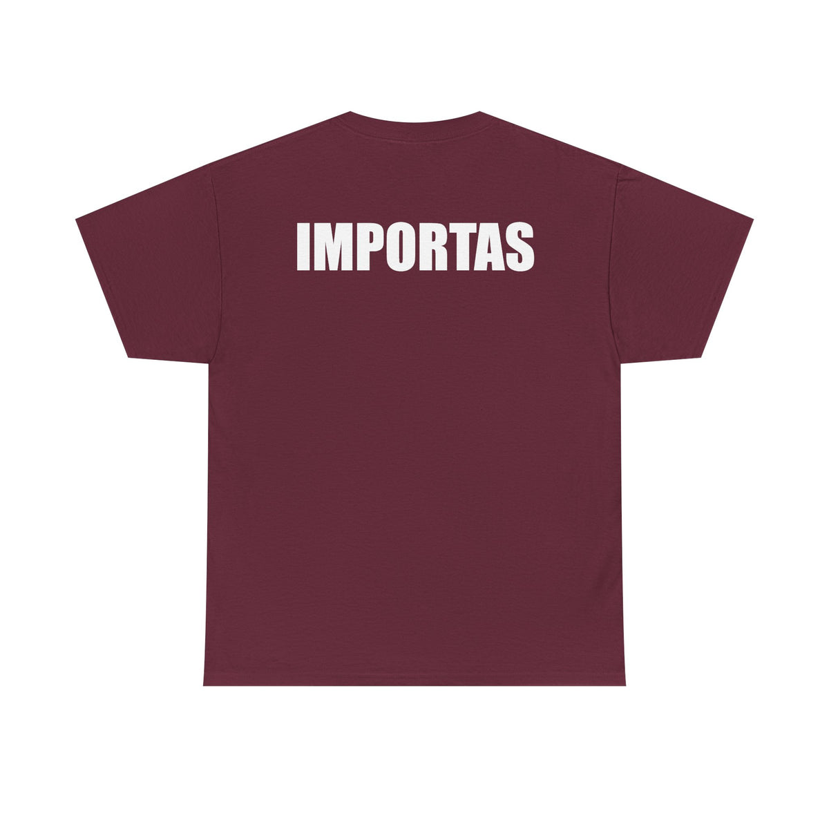 IMPORTAS mirrored text Adult Tee | Minimal graphic front and bold back print
